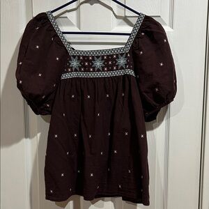 Madewell Embroidered Puff Sleeve Top